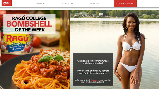 Illustration for article titled Bold Strategy: Ragú Has Started A ‘Ragú College Bombshell Of The Week’ Feature On Its Website
